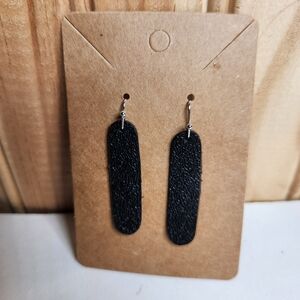 Black Textured Handmade Earrings 1 1/2" X 3/8"